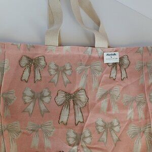 Pink Beaded Bow Tote Bag